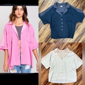 New POL Gauzy Shacket Top